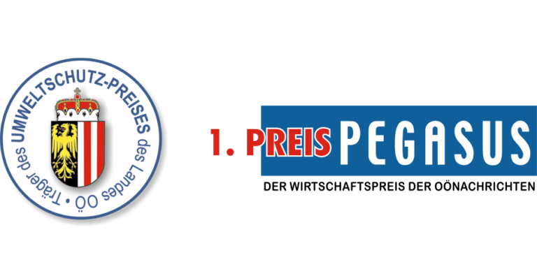 Auszeichnungen Logo Umweltschutzpreis und Pegasus